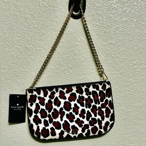 Kate Spade Brown and Black Spotted Leopard Madison Gold Chain Bag